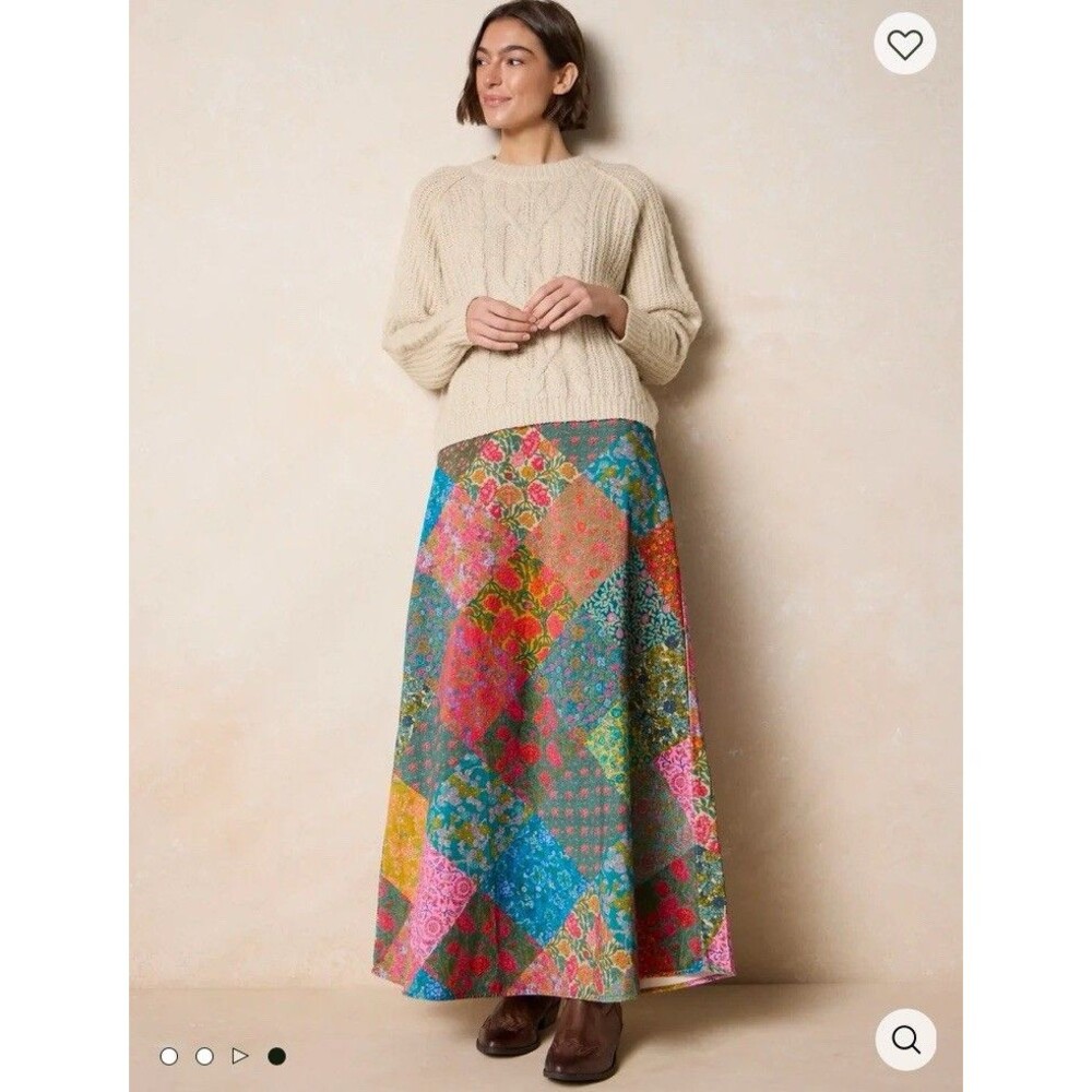 NATURAL LIFE Multicolor Patchwork Maxi Skirt with Cream Accents